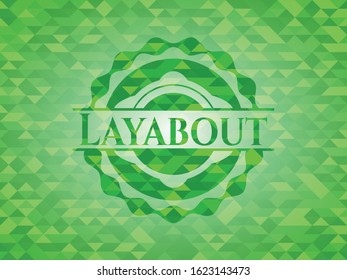 Layabout green emblem with triangle mosaic background. Vector Illustration. Detailed.