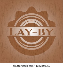 Lay-by badge with wood background