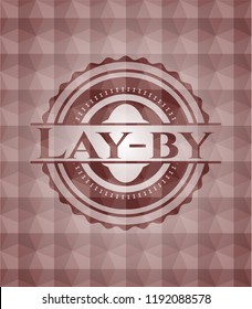 Lay-by red badge with geometric pattern. Seamless.