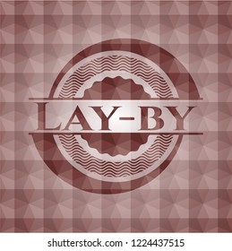 Lay-by red geometric pattern emblem. Seamless.