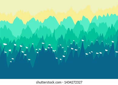 The layer abstract of trees and flowers