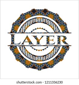 Layer arabic badge. Arabesque decoration.