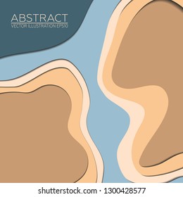 Layer art. Blue and brown paper cut. Vector Image EPS10