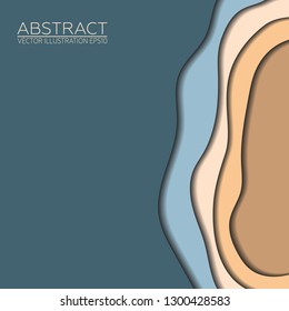 Layer art. Blue and brown paper cut. Vector Image EPS10