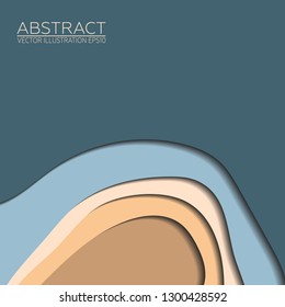 Layer art. Blue and brown paper cut. Vector Image EPS10