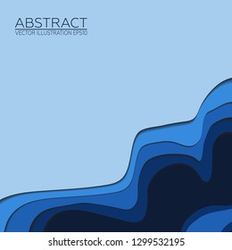 Layer art. Blue paper cut. Vector Image EPS10