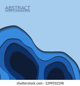Layer art. Blue paper cut. Vector Image EPS10
