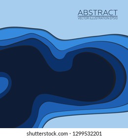 Layer art. Blue paper cut. Vector Image EPS10