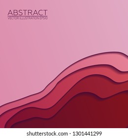 Layer art. Red and pink paper cut. Vector Image EPS10