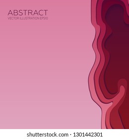 Layer art. Red and pink paper cut. Vector Image EPS10