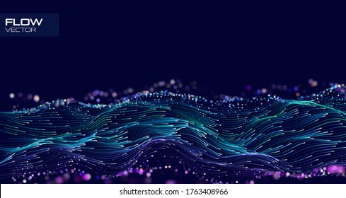 Layer Big Data Binary Flux. Bigdata Flow Abstract Vector Technology Background.