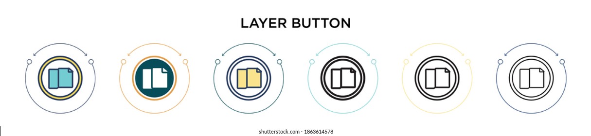 Layer button icon in filled, thin line, outline and stroke style. Vector illustration of two colored and black layer button vector icons designs can be used for mobile, ui, web