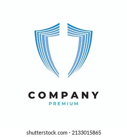 A layer of  Dark Blue Arrow Sign be a Shield Vector Logo