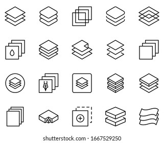 Layer design icons set. Thin line vector icons for mobile concepts and web apps. Premium quality icons in trendy flat style. Collection of high-quality black outline logo