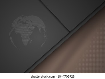Layer geometric overlap dimension abstract black background with world map globe.