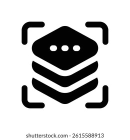 layer glyph icon. Strong and solid vector icon for websites, mobile interfaces, presentations, and visual branding. High quality and easy to edit.