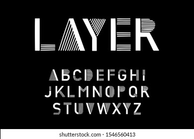 Layer hand drawn vector type font in cartoon comic style black white contrast lines