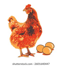  Layer hen vector art colorful image in white background.