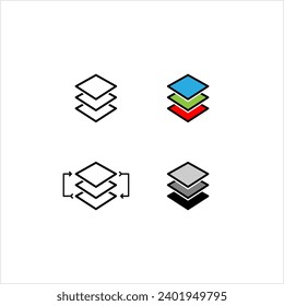 Layer Icon, Interface, Order, Arrangement Icon, Digital Image Editing Vector Art Illustration