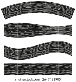 Padrão de ícone de camada. Símbolo de faixa empilhada. Vetor de gradiente preto. Ilustração de profundidade moderna.