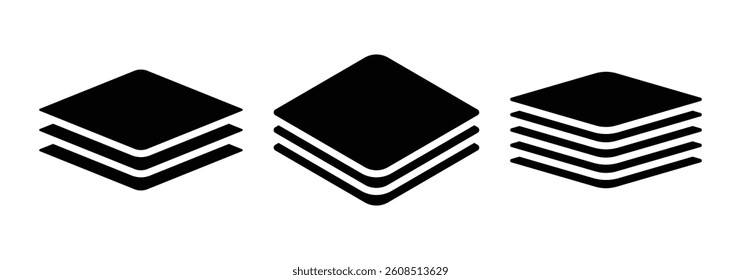 Layer icon set. Archive icon. Fabric material layer icon in flat style. Layout sign on white background.  Vector illustration on white background.