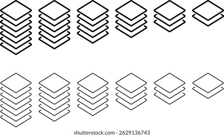 Layer icon set. high comfort structure symbol. business growth infographic layers. Presentation sign