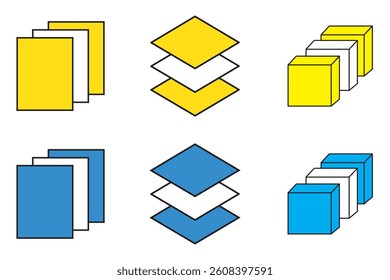 Layer icon set. Layers icons collection. Vector illustration.