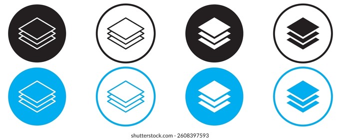Layer icon set. Layers icons collection. Vector illustration.