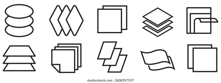 Layer icon set. Layers icons collection. Vector illustration.