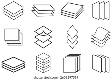 Layer icon set. Layers icons collection. Vector illustration.