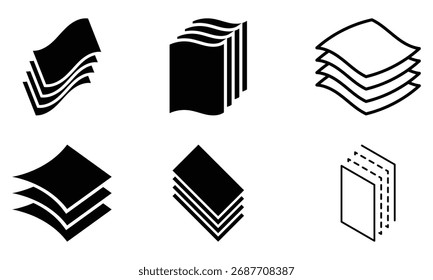 Layer icon set, stack level concept, height floor, thin line symbol isolated on white background, editable stroke, vector illustration