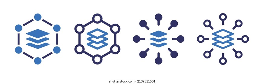 Layer Icon Set. Stack Paper Symbol Vector Illustration.