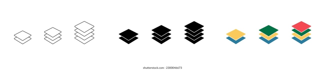 Layer icon vector set. Level, tier, floor. Black lines icon. Vector stock element.  EPS 10