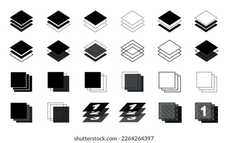 Layer Icons Set - Different Vector Illustrations Isolated On White Background
