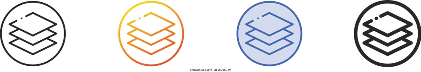 ícone de camada.Linear fino, gradiente, traçado azul e design de estilo negrito isolados no plano de fundo branco