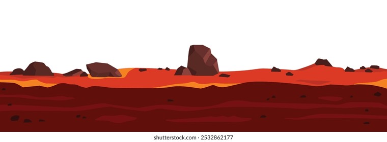layer of land in hot and barren conditions, flat seam game level. cross section of natural earth texture near mountains and hot areas	
