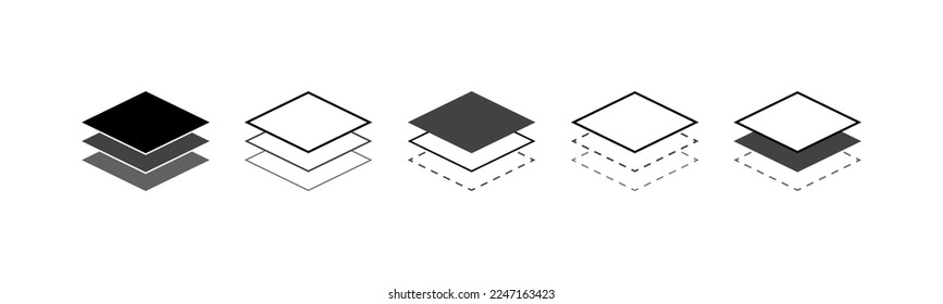 Ebenenzeilensymbol in verschiedenen Stilen. Ebenenlogo einzeln auf transparentem Hintergrund. Vektorgrafik.