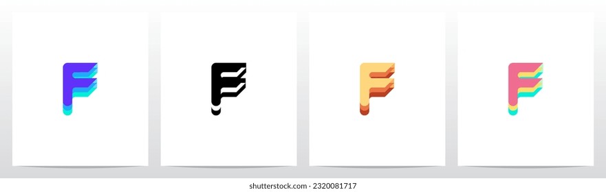 Layer Lining Level Letter Logo Design F