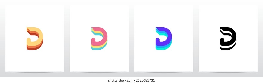 Layer Lining Level Letter Logo Design D
