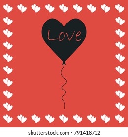 Layer love icon flat. Simple black pictogram on red background with white hearts for valentines day. Vector illustration symbol