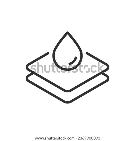 A layer of material and liquid, linear icon. Absorbent layer or hydrophobic coating. Line with editable stroke