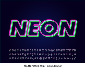 Layer Neon Font Effect Isolated In Dark Background