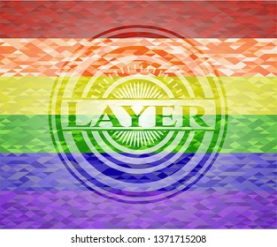Layer on mosaic background with the colors of the LGBT flag