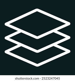 Ebenengliederungssymbol. Drei-Ebenen-Liniensymbol. Layers editierbares Konturumrisssymbol einzeln auf weißem Hintergrund.