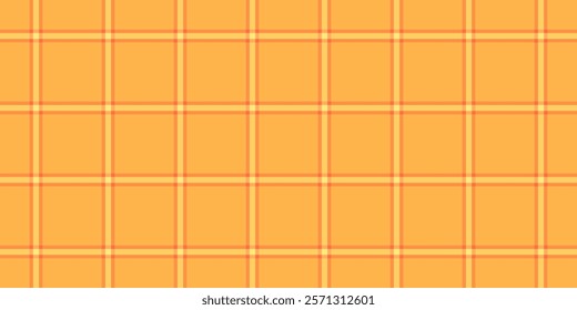 Layer pattern plaid check, robe vector textile texture. Yard tartan fabric seamless background in orange and amber colors palette.