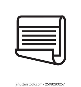 Layer of text and lines pages paper black icon, knowledge and learning illustration design.