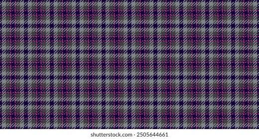 Capa de textura de tartán de fondo, tela de patrón de jersey sin costuras. Vector textil de la década de 1950 a cuadros a cuadros en colores oscuros y grises.