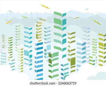 Layer upon layer 3 Freedom and Progress City shows the building change to bird and fly that cooperate the theme vector illustration graphic EPS 10