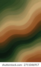Layered abstract waves in green brown and beige gradient design