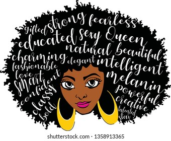 Layered afro woman, earrings vector